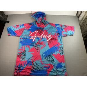 Spiderz Graphic Hooded Tee Pink Blue XL Y2K Streetwear Oversized Skater Fishing
